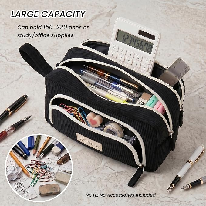 Large Pencil Case Pouch, Soft Corduroy Pen Bag with Zipper, Pencil Organizer, Cute Aesthetic School Supplies for Teen Girls Adults