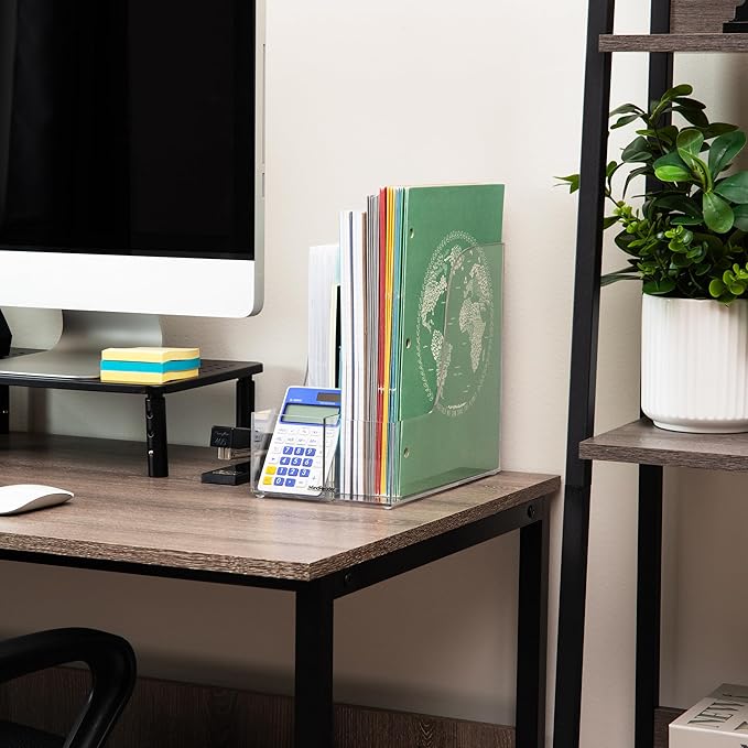 Mind Reader Vertical File Storage, Desktop Organizer, Magazine Holder, Office, Acrylic, Clear