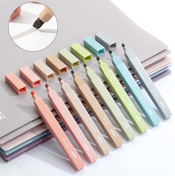 Mr. Pen- Aesthetic Highlighters No Bleed, 8 Pack, Vintage Colors, Chisel Tip, Cute Highlighters Assorted Colors for Journaling, Highlighting, Underlining, Fast Dry, Back to School Supplies