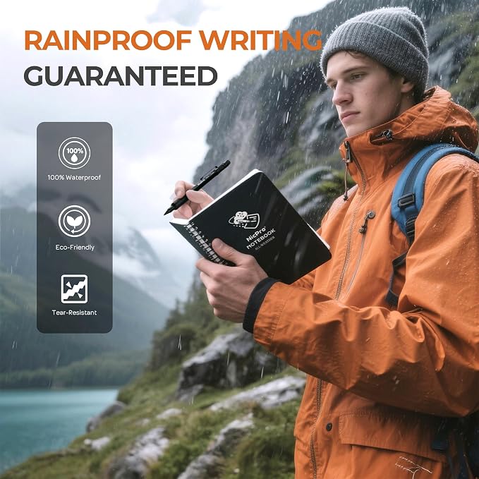 Nicpro 1.3mm Mechanical Pencil Set with Waterproof Field Notebooks | 3PCS Metal Heavy Duty Carpenter Pencil with Leather Bag,Lead Refill & Eraser for Outdoor Journal Travel Drafting Drawing