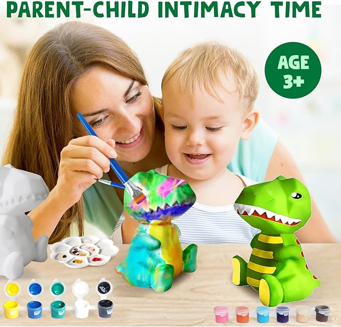 Goody King Paint Your Own Dinosaur Lamp Kit, DIY Night Light, Arts & Crafts for Teens Girls Boys, Painting Kit for Kids Age 8-12, Room Decorations, Dinosaur Birthday Gifts for Kids Ages 3 4 5 6 7 8+