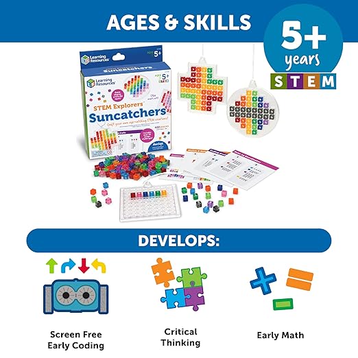 Learning Resources STEM Explorers Suncatchers - STEM Building Art Crafts, Creative Educational Toys for Boys and Girls, Art for Kids Ages 5+, Arts and Crafts Set, STEAM Activities