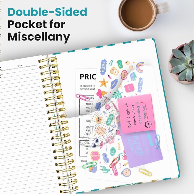 Taja Spiral Notebooks for Work 5 Subject Notebook with Removable Dividers