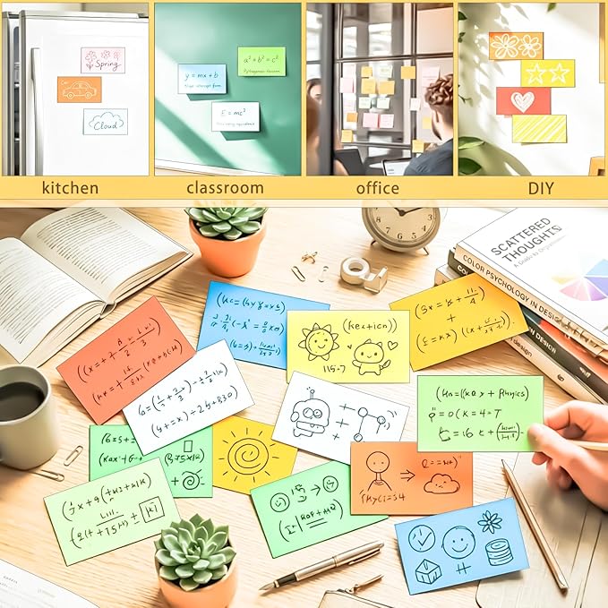 1200Pcs Blank Colored Index Cards 3x5 Inch Flash Cards, Blank Note Card Flashcards, Colorful Card Pad Index Note Books 3 x 5 Notecards for Studying School Supply College Office