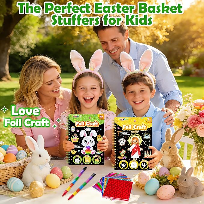 FUNNYB&G Mess-Free Foil Art Craft for Kids Ages 4-10, Kids Birthday Gift