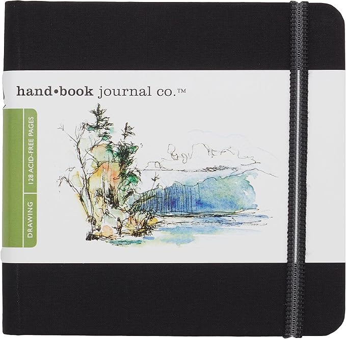 Travelogue Drawing Book, Large Portrait 8-1/4 x 5-1/2, Ivory Black Artist Journal