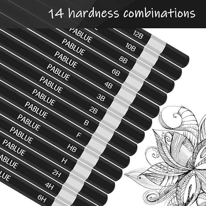 Professional Triangular Drawing Sketching Pencil Set,6H,4H,2H,H,HB,F,B,2B,3B,4B,6B,8B,10B,12B Graphite Shading Pencils Gift for Beginners,ProArtists,Drawing,Drafting,Sketching,Shading(14 Pcs)