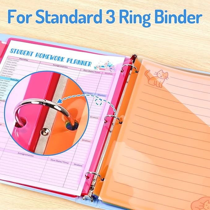 Forvencer 48 Count Dividers with Two Pockets, 8 tabs Binder Dividers for 3 Ring Binder Organizer, Multicolor, 6 Sets