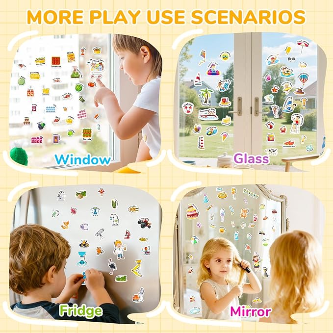 6 Sets Reusable Sticker Book for Toddlers 1-3, Jelly Stickers Book for Kids 2-4, Travel Sticker Activity Toys for Childs 3 4 5 6 Years Girls & Boys Best Gifts