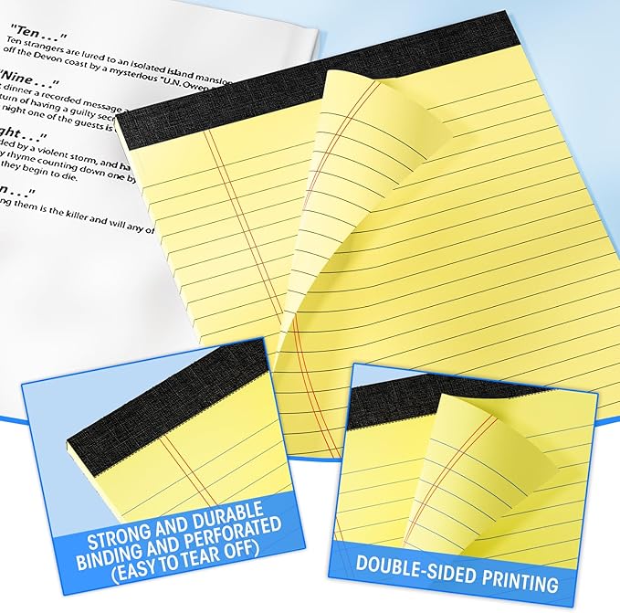 12pcs Legal Pads 8.5 x 11, Notepads 8.5 x 11 Inch, Color Note Pads Clear Print Writing Pads of Paper, Memo Pads , Perforate Legal Notepads Paper , Wide Ruled Lined with Sturdy Back,30 Sheets/Pack