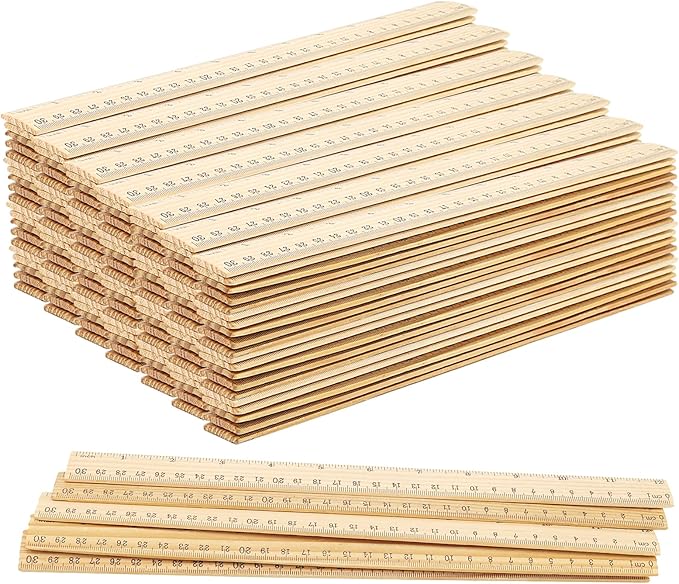 MUKCHAP 144 Pack Wooden Ruler, 12 Inch Straight, 30cm Metric Wood With Centimeters and Inches for Measuring, Office, 2 Scale
