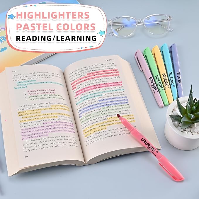 coruscant Pastel Highlighters Set, 8 Assorted Colors, 24 Pack, Chisel Tip Cute Highlighters, Dry Quickly, for Journal Bible Study,school Office Supplies