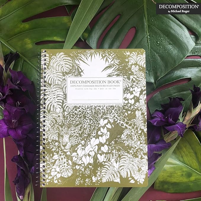 Decomposition Jaguar College Ruled Spiral Notebook - 9.75 x 7.5 Journal with 160 Lined Pages - 100% Recycled Paper - Cute Notebooks for School Supplies, Home & Office - Made in USA