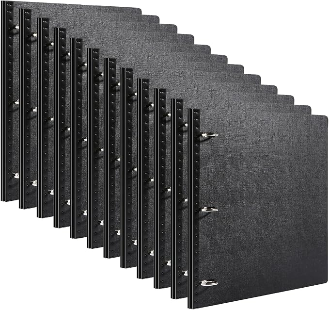 WOT I 12 Pack Telescoping 3 Ring Binder(0.75"), Expandable Flexible Binder - Patented Design for Easy Portability, Holds 8.5"x11" Paper, for School, Office&Home Organization, Black