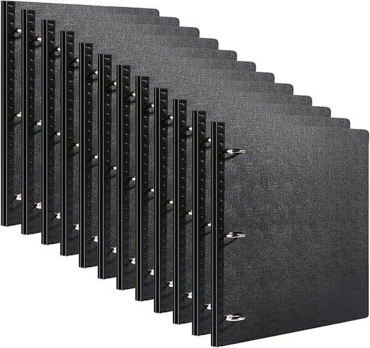 WOT I 12 Pack Telescoping 3 Ring Binder(0.75"), Expandable Flexible Binder - Patented Design for Easy Portability, Holds 8.5"x11" Paper, for School, Office&Home Organization, Black