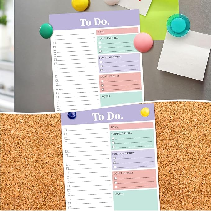 Spakon 300 Sheets Daily to Do List Notepad Notebook Library Card to Do Planner Checklist Memo Writing Pad Schedule Reminder Office Homework Planner for Task, 6" x 8(Elegant,White,Purple)