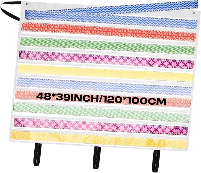 Sinload 48 x 39 inch Bulletin Board Border Storage, Foldable Border Storage Pocket Chart, Classroom Organizer with Pockets for Teacher (White)