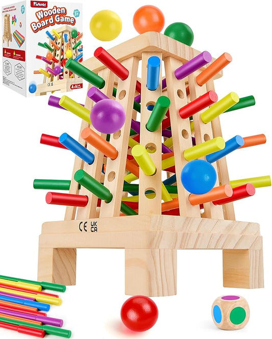 Montessori Wooden Board Game, 36 Colorful Sticks Board Games for Kids 4-6, Fine Motor Skills Toy Math Learning Montessori Toys for 3 4 5 6 Year Olds, Wooden Stick Game Family Games, Gift Boys Girls