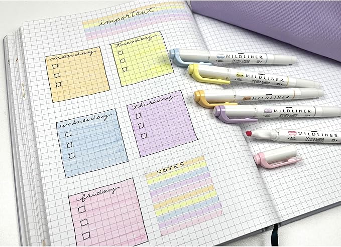 Zebra Pen Mildliner Dual-Tip Highlighter Set, Broad and Fine Point Tips, No Bleed, Ideal for Bible Highlighting, Journaling, School and Office Supplies, Assorted Gentle Ink Colors, 5-Pack (78705)