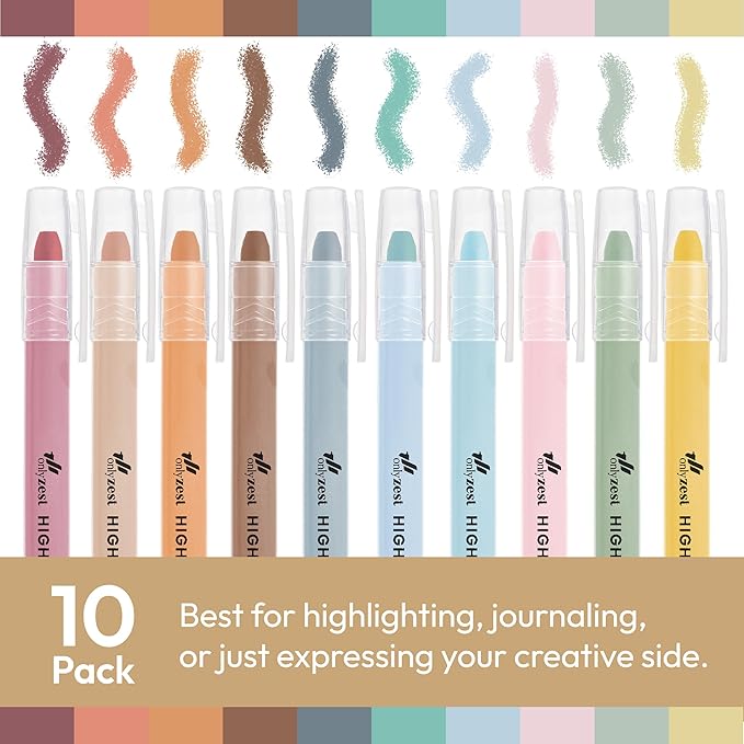 10 Pack Bible Safe Highlighters - Vintage Color, Wax Highlighters No Bleed, Scripture Markers for Journaling, Study Accessories and School Supplies