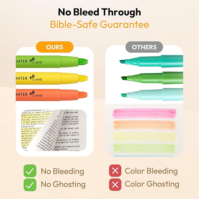 10 Pack Bible Safe Highlighters - Assorted Colors Gel Highlighters, No Bleed, Bible Markers for Journaling, Study Accessories and School Supplies