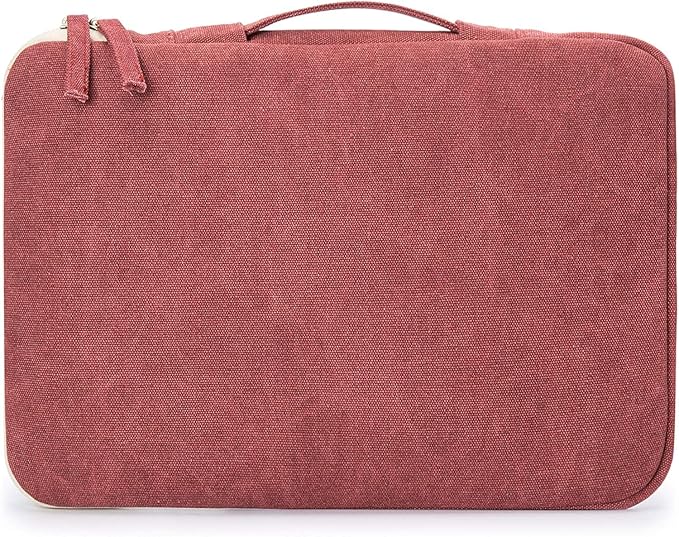 Kinmac 360° Protective Laptop Sleeve Case Bag Cover with Handle for MacBook Air 15 inch, and 15 inch-15.6 inch HP,Lenovo,Dell,ASUS,Acer Notebook Computer (Wine Red Canvas)