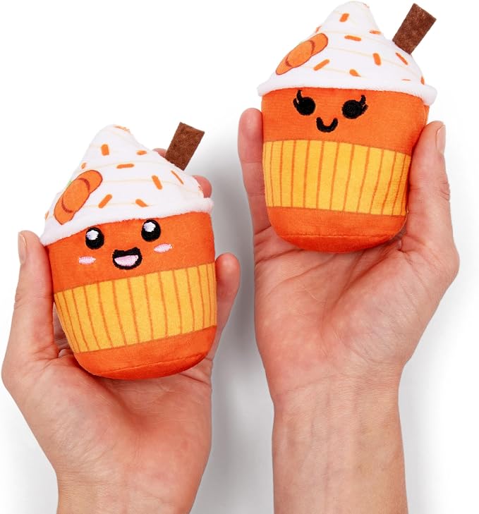 Emotional Support Lattes by Relatable, Soft & Cuddly Fall Plushies for Love Ones of All Ages, The Perfect Fall Gifts for Back to School, and Teacher Desk Buddy, Includes 5 Latte Plushies with Basket