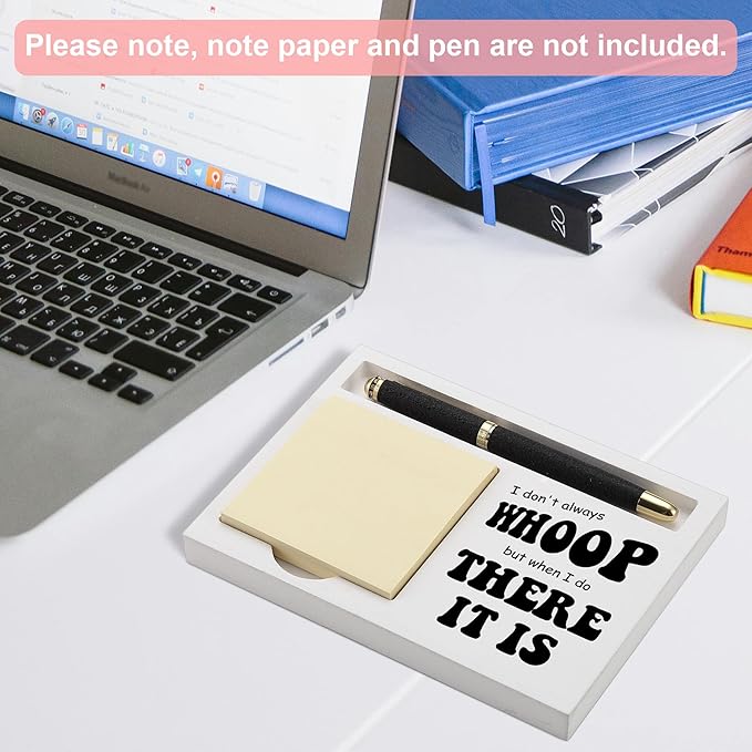 Funny Note Pad Holder for Desk, Whoop There It is Quote Pen Tray Organizer, Gift for Coworkers Friends Women Men Office Decor Accessories - FTB318