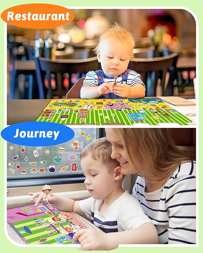Benresive Reusable Sticker Book for Toddlers & Stickers for Kids, Toddler Travel Toys, Craft Activities, Boys & Girls Birthday Gifts