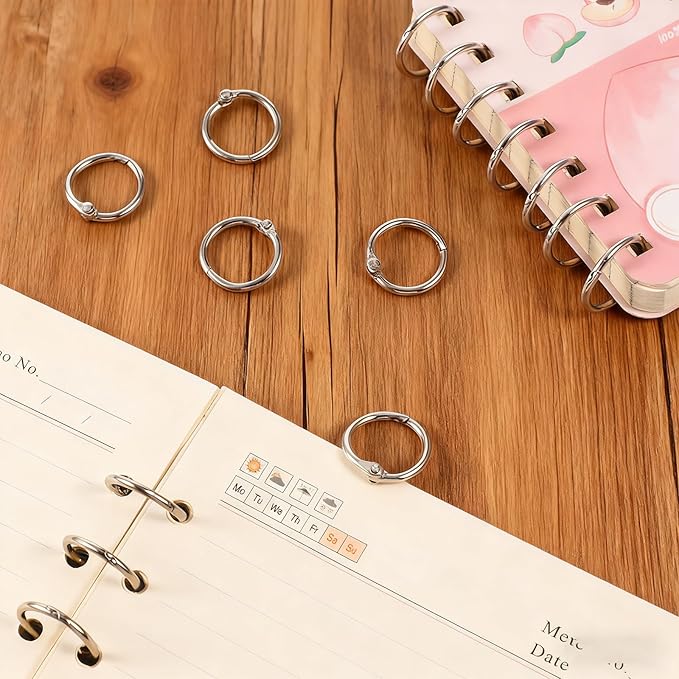 50 Pcs Loose Leaf Binder Rings Small Binder Rings for Index Cards Metal Mini Book Ring Key Ring Clips for Paper Binding Flash Card Notebook Office Silver 0.79 Inch