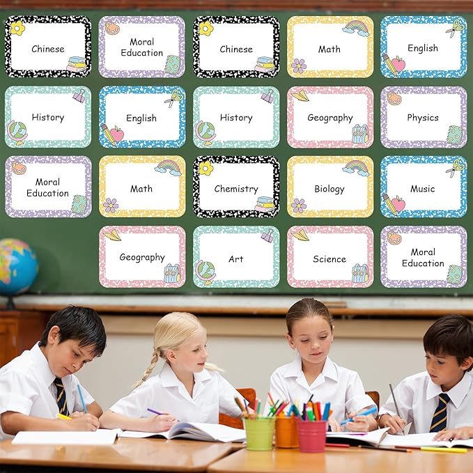 12Pcs Magnetic Write Wipe Organization Chart Dry Erase Objectives Learning Magnets Composition Notebook Colorful Back to School Classroom Goals Targets for Whiteboard Teaching Supplies
