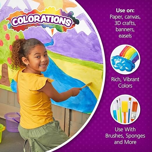 Colorations Washable Tempera Paint, 16 fl oz, Fluorescent Pink, Neon, Non Toxic, Vibrant, Bold, Bright, Kids Paint, Craft, Hobby, Fun, Art Supplies