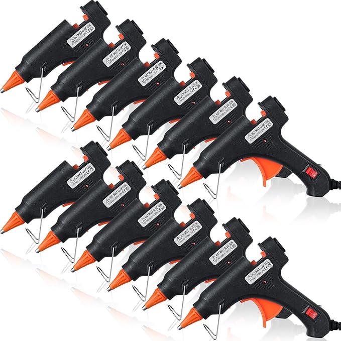 Zhengmy 12 Pcs Mini Glue Gun Crafts Hot Melt Guns Low Temp Glue with Burn Protection Fast Preheating and Easy Squeeze Trigger for School DIY Arts Class Projects Home Quick Repairs, 20 W (Black)