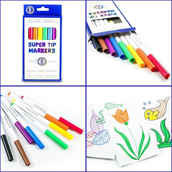 Color Swell Bulk Markers - 18 Packs 8 per Pack (144 Total) - Super Tip Bulk Markers
