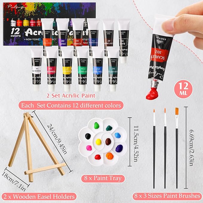 Cholemy 36 Pcs Paint and Sip Kit for Adults 8''x10'' Pre Drawn Canvas for Painting DIY Afro Acrylic Painting Kit Wood Easel Brushes Date Night Bulk for Father's Day Party Gifts(Modern Woman)