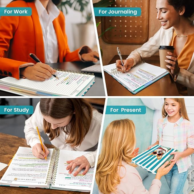Taja Spiral Notebooks for Work 5 Subject Notebook with Removable Dividers