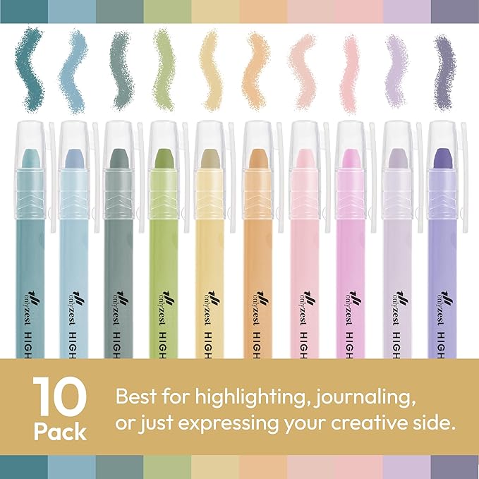 10 Pack Bible Safe Highlighters - Dusty Color, Wax Highlighters No Bleed, Scripture Markers for Journaling, Study Accessories and School Supplies