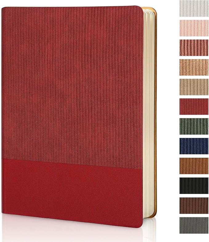 Lined Journal Notebook for Work College Ruled Note Book 5.79"x8.27" A5 PU Leather Daily Journaling 216 Pages for Women Men Writing Home School Supplies Business (Red)
