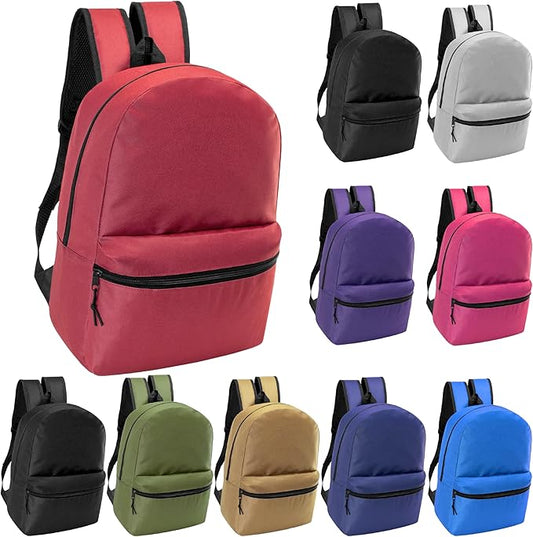 Moda West 17" School Backpacks for Kids - Backpacks in Bulk for Elementary, Middle, and High School Students, 10 Pack