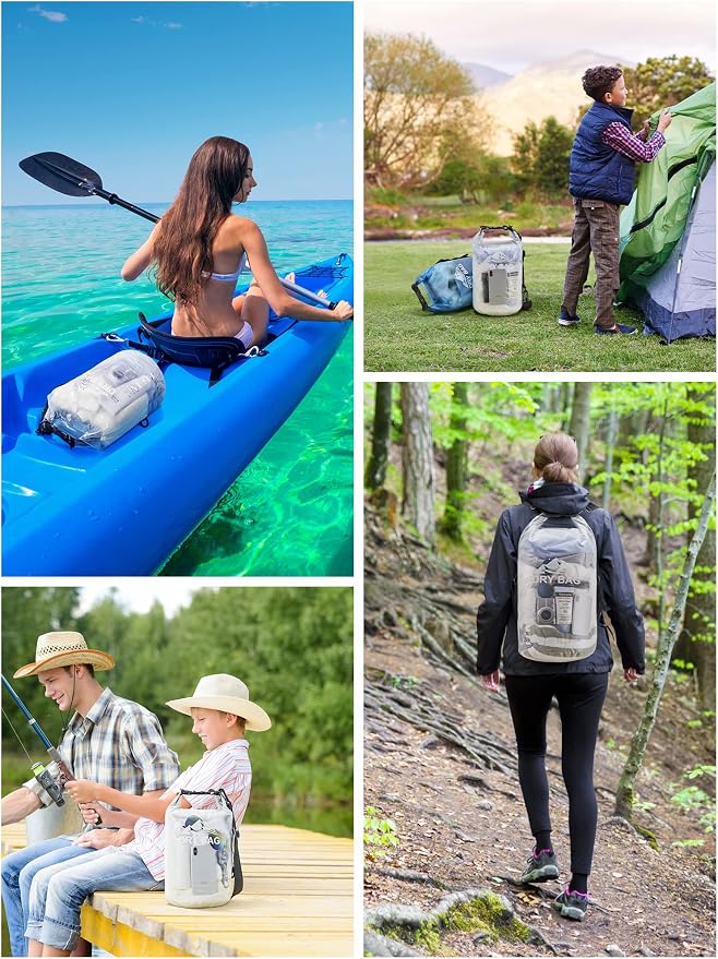 HEETA Dry Bag Waterproof Backpack with Phone Case 5L/10L/20L/30L/40L | Roll Top Lightweight Dry Storage Bag for Women Men, Travel Boating Kayaking Paddle Board Camping Beach Essentials Accessories