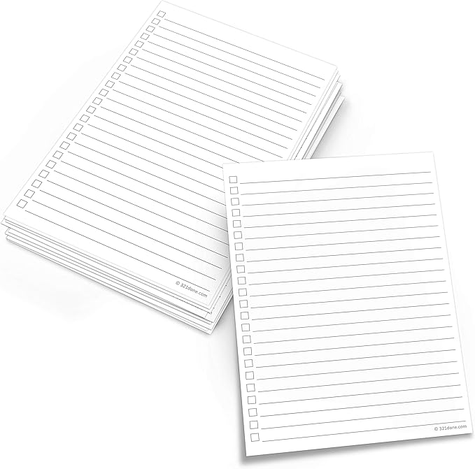 321Done To-Do Check List Cards, 5x7 Index Cards with Checkboxes, Double-Sided Checklist Note Card, Pack of 50, Daily Task List, Extra Large College-Ruled, Made in USA