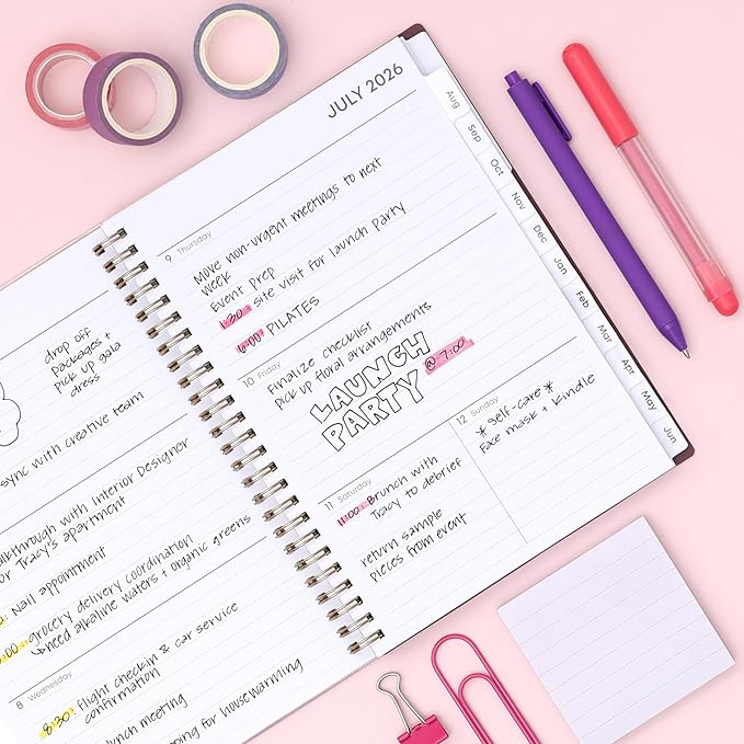 Blue Sky 2026-2027 Weekly and Monthly Academic Year Planner Calendar, July 2026 - June 2027, 5.875" x 8.625", Flexible Pocket Cover, Wirebound, Laminated Tabs, Includes Extra 30 Sheets of Notes, Mayla