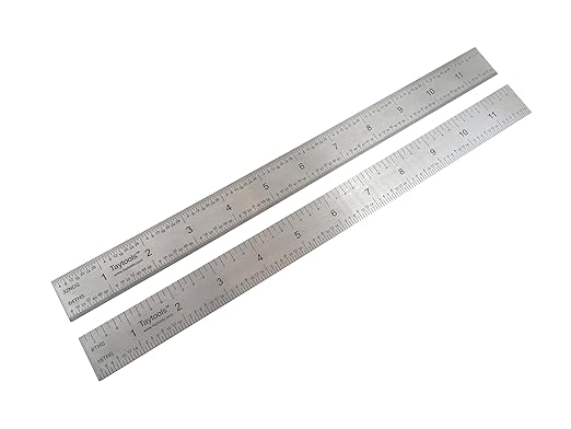 Taytools 12" Rigid Machinist Rule Ruler Hardened Spring Steel 4R Graduations in 1/8", 1/16", 1/32" and 1/64" MRSAE-12