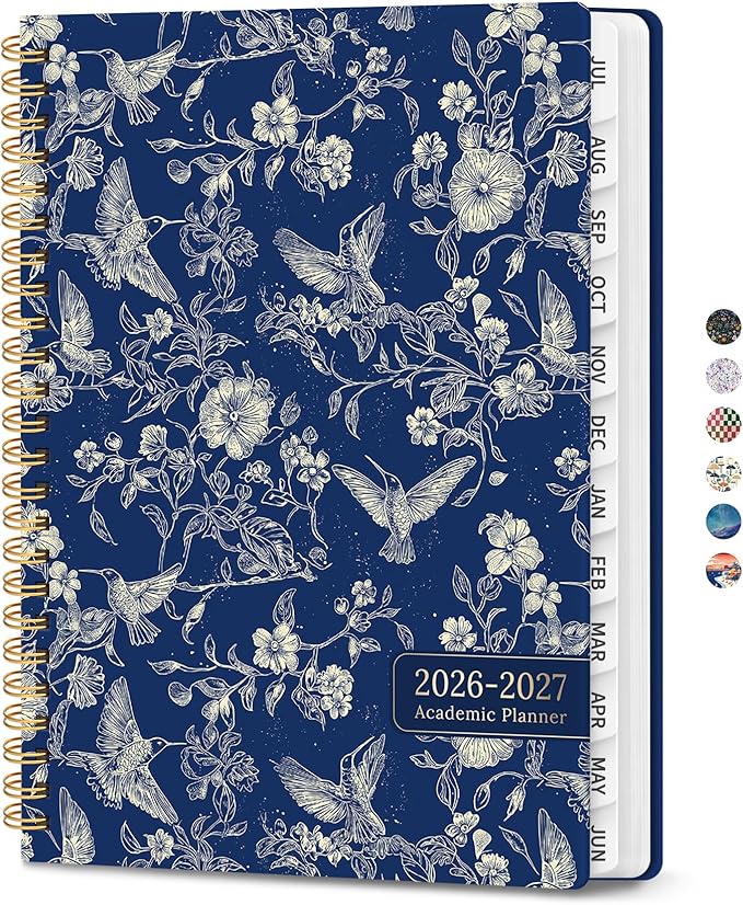 Planner 2026-2027, Academic Planner Weekly and Monthly, Jul 2026 - Jun 2027, Spiral Bound School Planning Tool with Tabs and Pocket, Perfect for Students & Teacher, 6.3" x 8.5", Midnight Flight