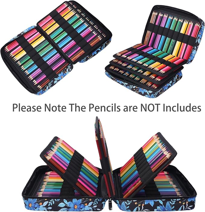 Coloring Pencil Case 220 Slots Pencils/Gel Pens Organizer Waterproof Travel Case Zipper Carrying Portable Pencil Markers Pen Holder Bag for Painter Writers