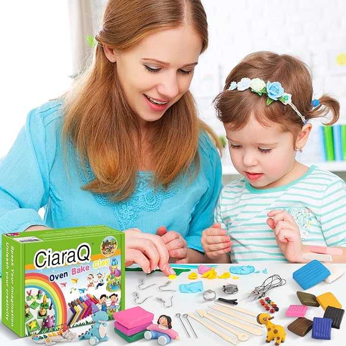 CiaraQ Polymer Clay 24 Colors Starter Kit - Oven Bake Modeling Clay for Kids & Artists, Non-Sticky DIY Clay with Sculpting Tools, Fun Gift for Children Ages 4+, 1.2 lb