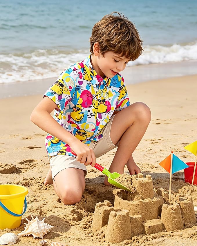 Enlifety 2-10T Kids Hawaiian Shirt Boys Short Sleeve Button Down Shirts Hawaii Summer Casual Blouse