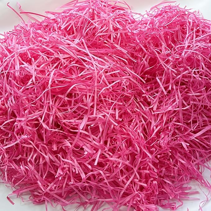 Raffia Paper Shreds, 100g Shredded Paper for Gift Box, Crinkle Cut Paper Shred Filler for Gift Wrapping & Basket Filling(Hot Pink)