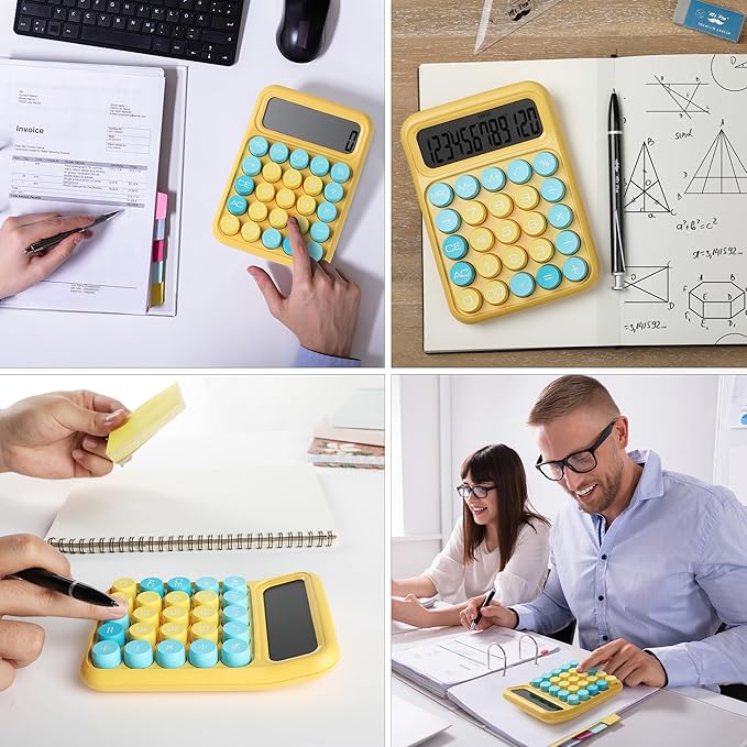 Mr. Pen- Mechanical Switch Calculator, 12 Digit Large LCD Display, Colorful with Big Buttons, Mechanical Switch Calculator for Home, School, Office