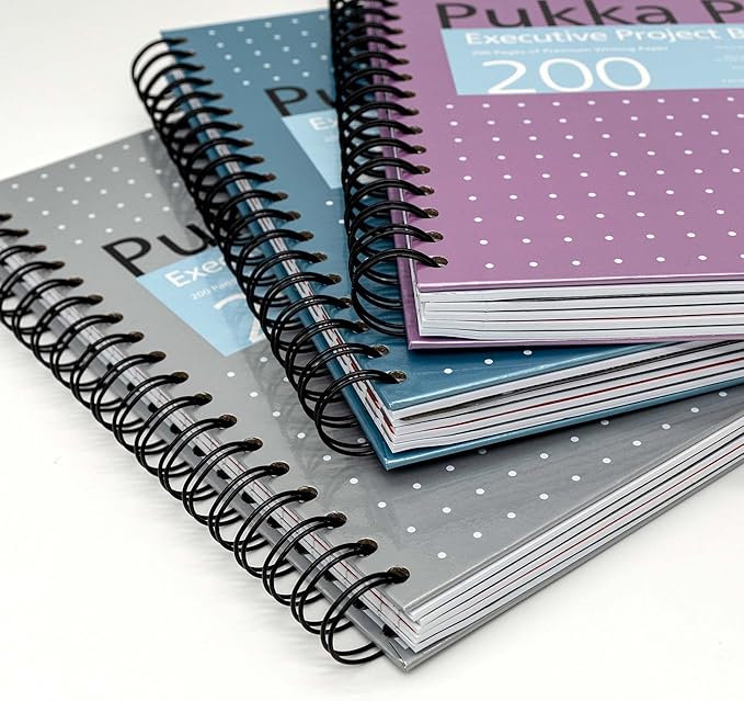 Pukka Pad 5 Subject Spiral Notebook 12-Pack - 200 Pages, 100 Sheets of 80GSM Paper with Repositionable Dividers & Perforated Edges for School & Office Planning & Organization - B5-7 X 10, Metallic